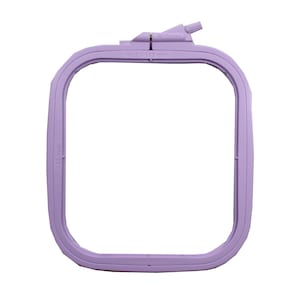 May include: A square, lavender embroidery hoop with a screw adjustment at the top. The hoop is labelled "No.2 - 145 mm" and is designed for holding fabric taut during embroidery or cross-stitch projects. The hoop measures 14.5 cm across.