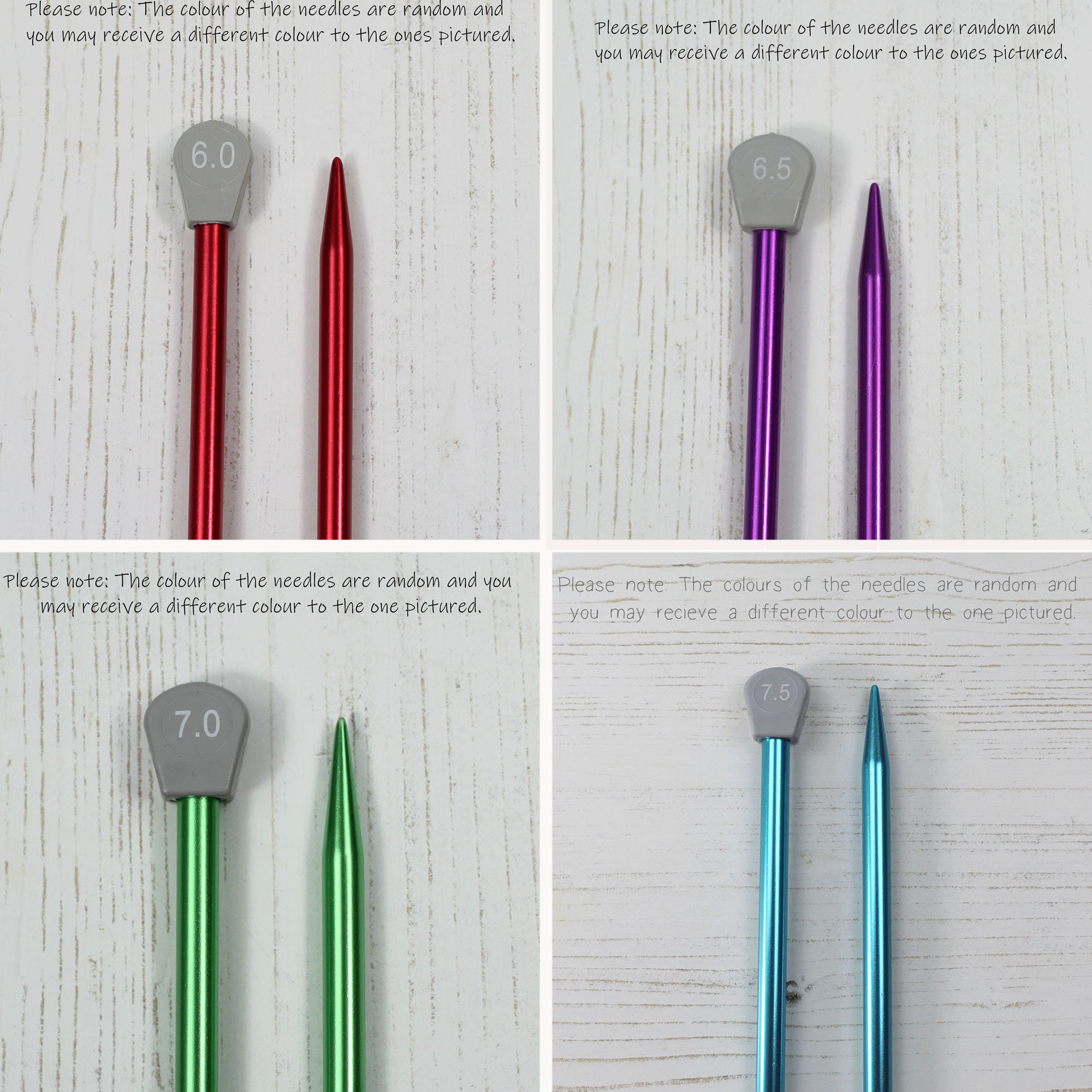 Coloured Knitting Needles Aluminium Metal Knit Pins 21 Sizes Etsy