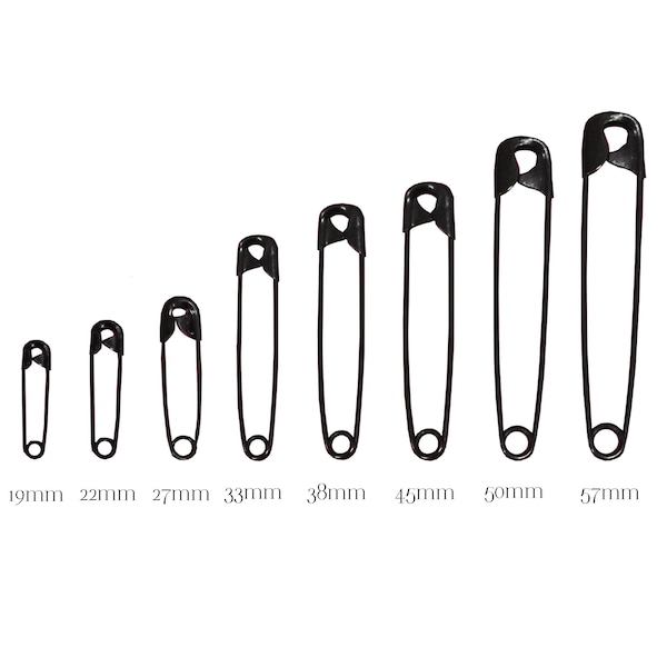 Épingles de sûreté noires de qualité supérieure fabriquées à partir de fil d'acier trempé en 8 tailles