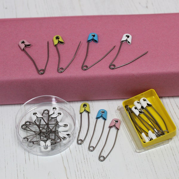 Quality Nappy Pins Baby Safety Snap Lock Metal Cap Diaper Pins in 3 Colours