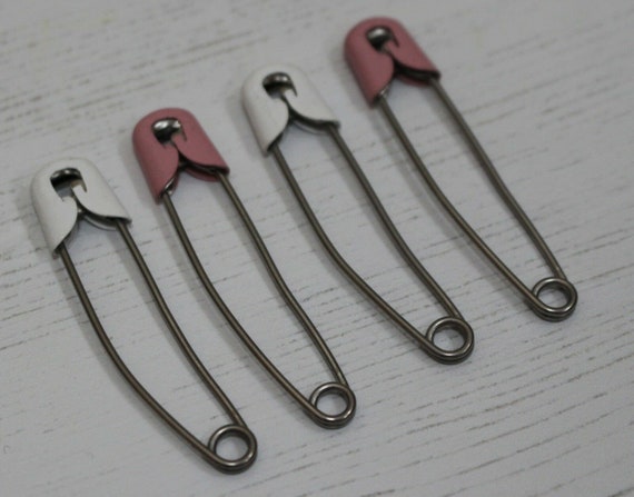 Quality Nappy Pins Baby Safety Snap Lock Metal Cap Diaper Pins in 3 Colours  