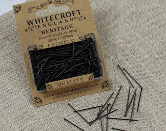 Épingles de présentation droites noires Heritage Dressmakers de Whitecroft, 26 x 0,80 mm