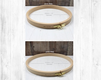 Nurge Wooden Embroidery Hoop Cross Stitch Beech Wood Ring Pack of 2 Hoops 10” & 12” x 24mm Depth