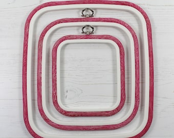 Nurge Embroidery Flexi Hoop Quadrat Kreuzstich Display Rosa in 2 Größen