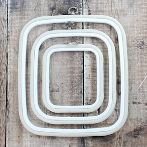 Nurge Embroidery Flexi Hoop Square Cross Stitch Display White in 2 Sizes
