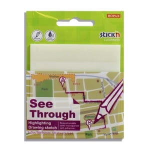 Stick&#39;n Translucent Sticky Clear Note Post Script Pad See Through It for Tracing