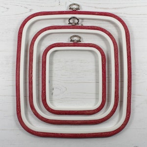 Nurge Embroidery Flexi Hoop Square Cross Stitch Display Red in 2 Sizes