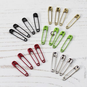 Small Coloured Safety Pins 23mm Silver Gold Black Red Green x 40 Per Pack