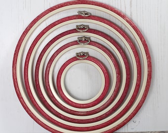 Nurge Embroidery Flexi Hoop Round Cross Stitch Display Red in 2 Sizes