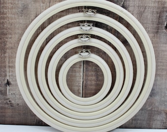 Nurge Embroidery Flexi Hoop Round Cross Stitch Display White in 3 Sizes
