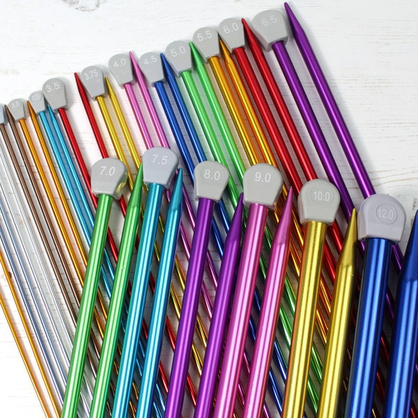 Aiguilles à tricoter colorées en aluminium goupilles en métal, 21 tailles sur 35 cm de longueur