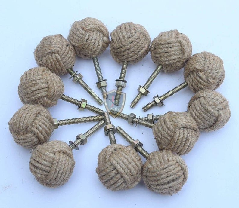 Nautical Jute Rope Door Knob Knotty Door knob Handle Drawer Etsy