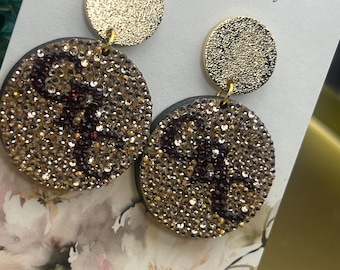 Hand Painted Rhinestone Earrings - GloriaMayDesigns CBC