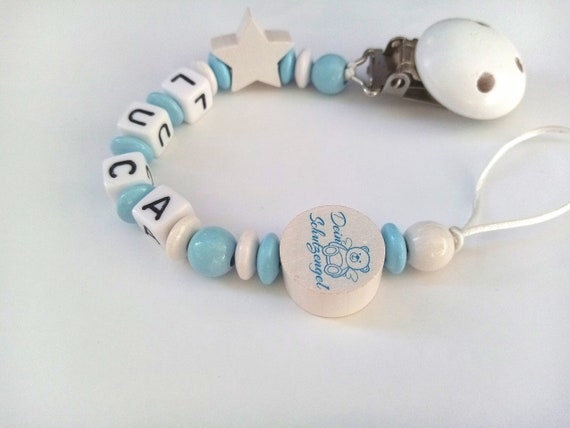 Set Rosenkranz und Schnullerkette Taufgeschenk Geschenk Geburt Schutzengel Baby