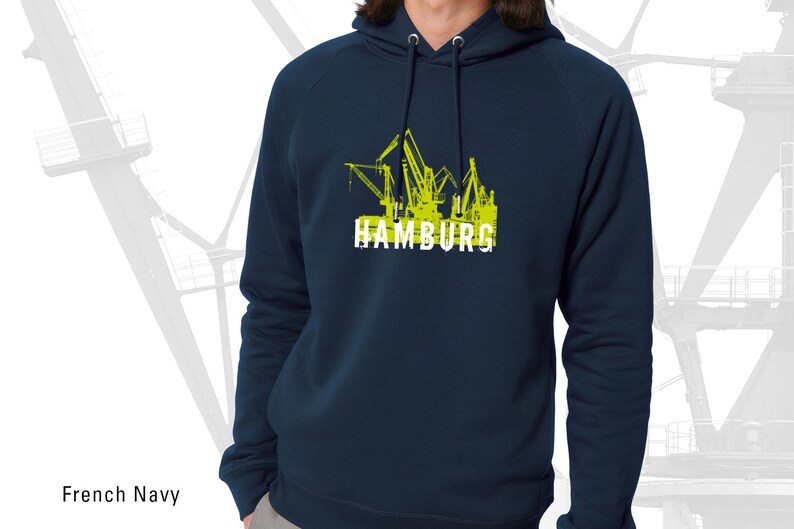 Männer Hoodie Hamburg, Hoodie mit Seitentaschen French Navy