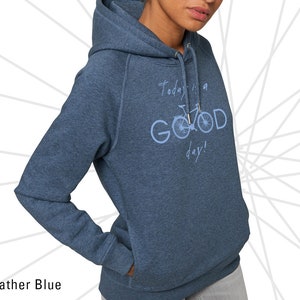 Women's hoodie bike, cycling, original bicycle motif, hoodie with side pockets Dark Heather Blue