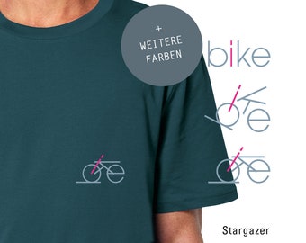 Männer T-Shirt Kurzarm "bike",  Fahrrad, Originelles Fahrrad T-Shirt, Radeln, Typografisches Shirt, Bio-Baumwolle