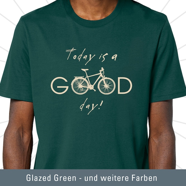 Männer T-Shirt Kurzarm Fahrrad, Good Day, radeln, Originelles Fahrrad T-Shirt, Bio-Baumwolle