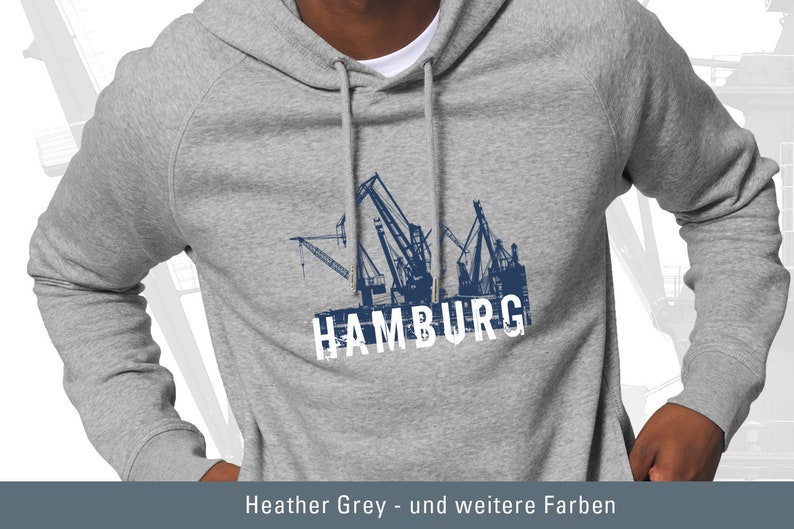Männer Hoodie Hamburg, Hoodie mit Seitentaschen Heather Grey