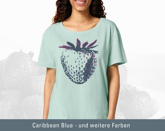 Frauen T-Shirt Kurzarm Erdbeere, Bio-Baumwolle