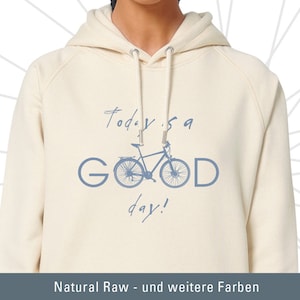 Women's hoodie bike, cycling, original bicycle motif, hoodie with side pockets Natural Raw