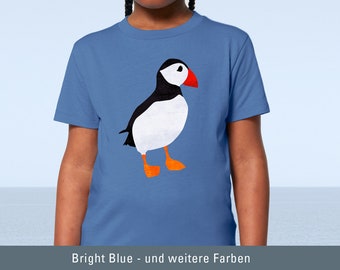 Children's T-Shirt Short Sleeve, Puffin, Bird, Organic Cotton