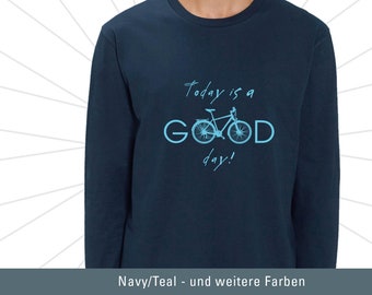 Männer T-Shirt Langarm Good Day, Fahrrad,  Radeln, Originelles Fahrrad T-Shirt, Geschenk für Männer, Bio-Baumwolle