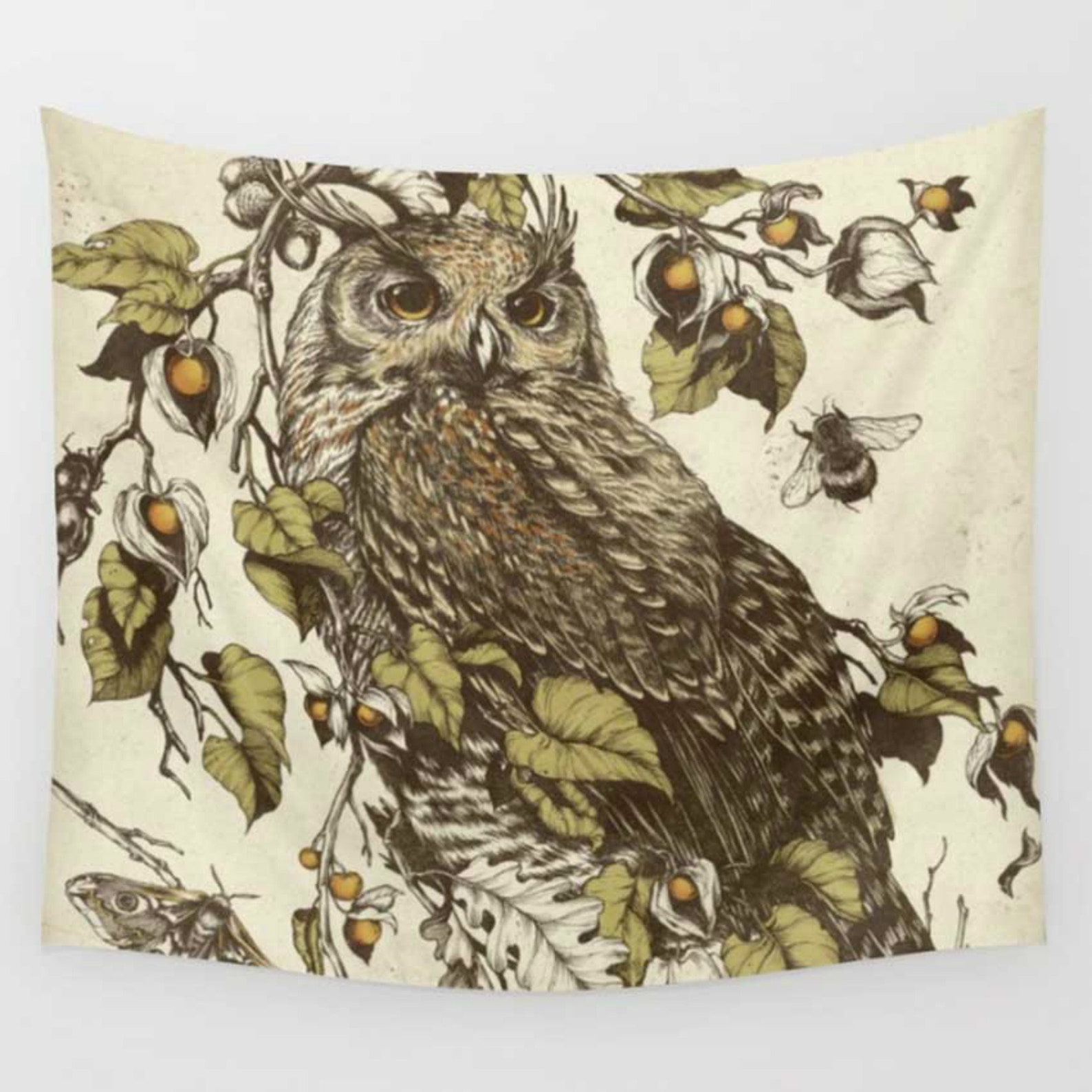 Wall Tapestry Owl Tapestry Bird Tapestry Owl Wall Art Etsy
