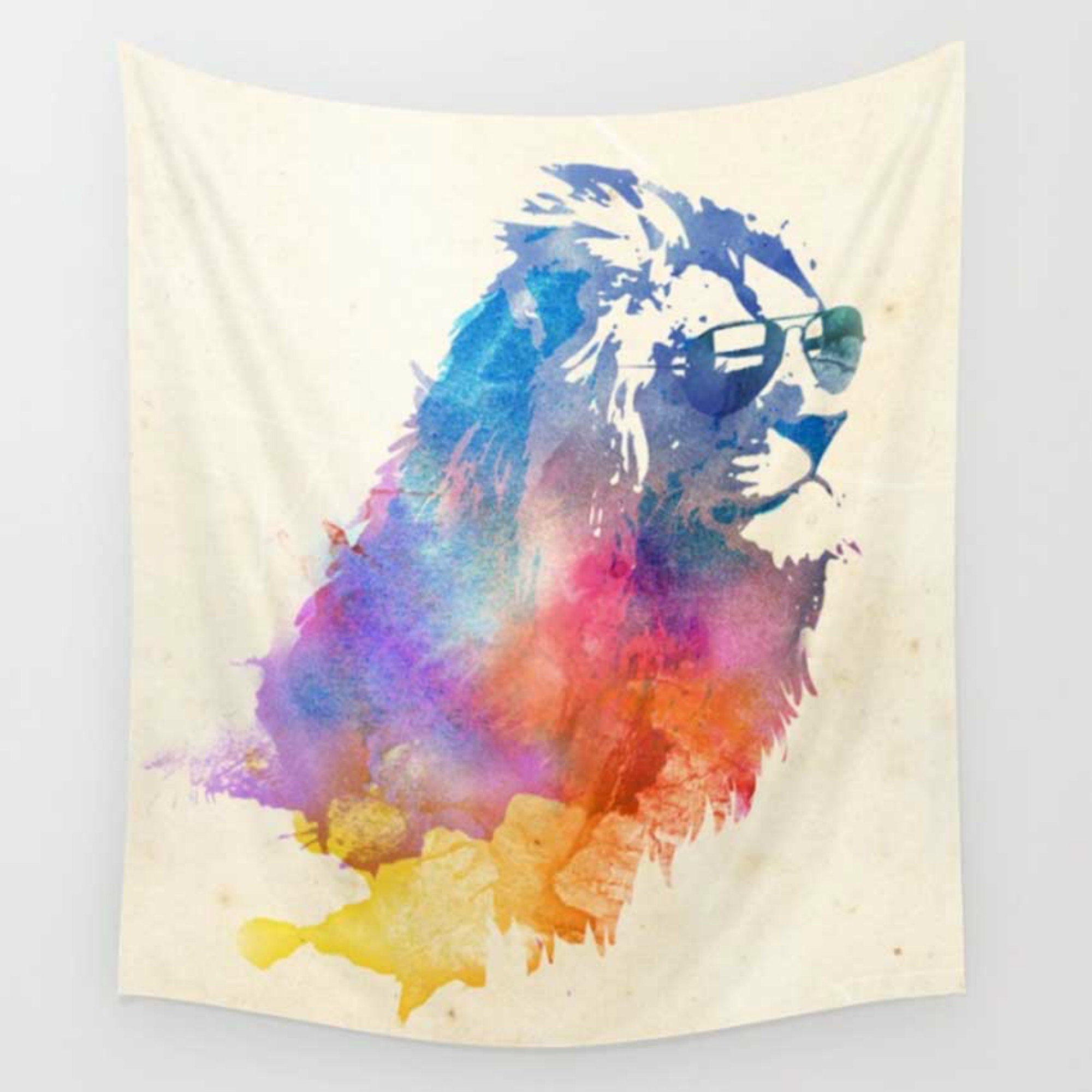 Lion Tapestry Rainbow Lion Wall Hanging Animal Print Cool Etsy
