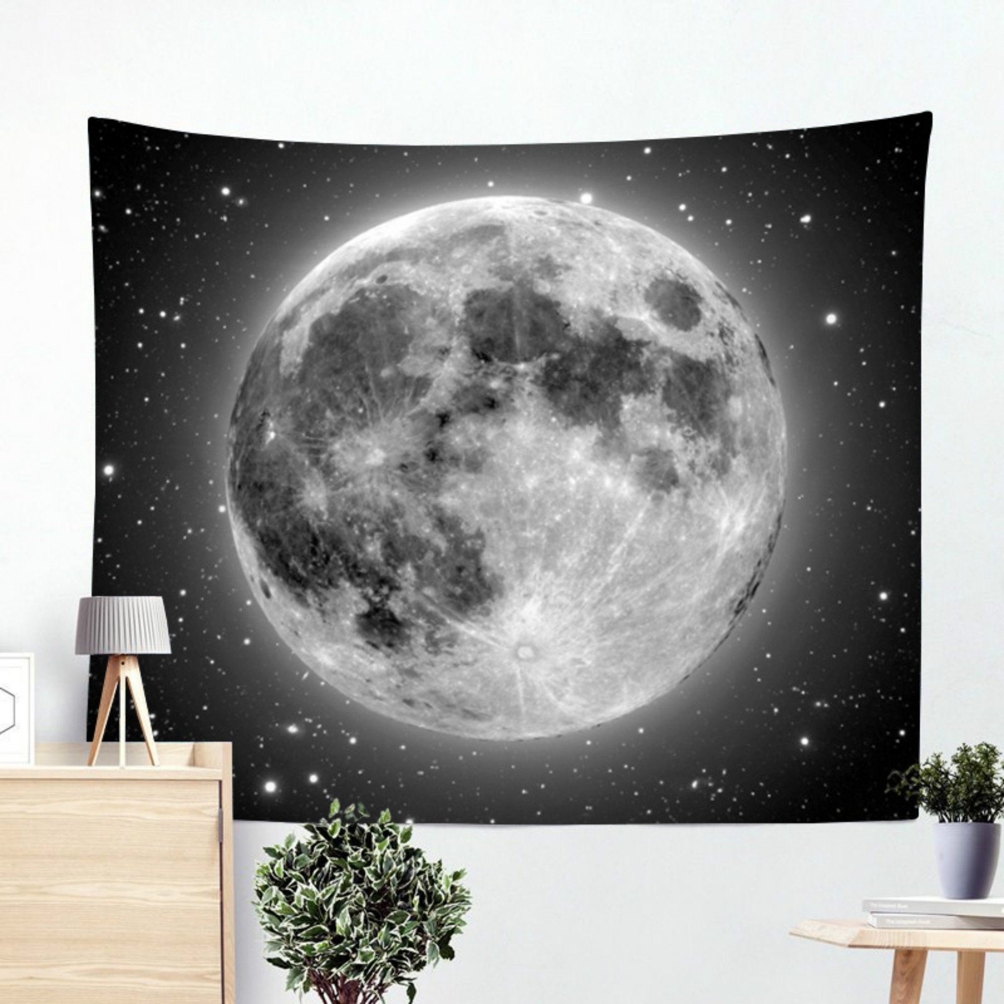 Full Moon Tapestry Wall Hanging Moon Wall Art Large Wall Etsy