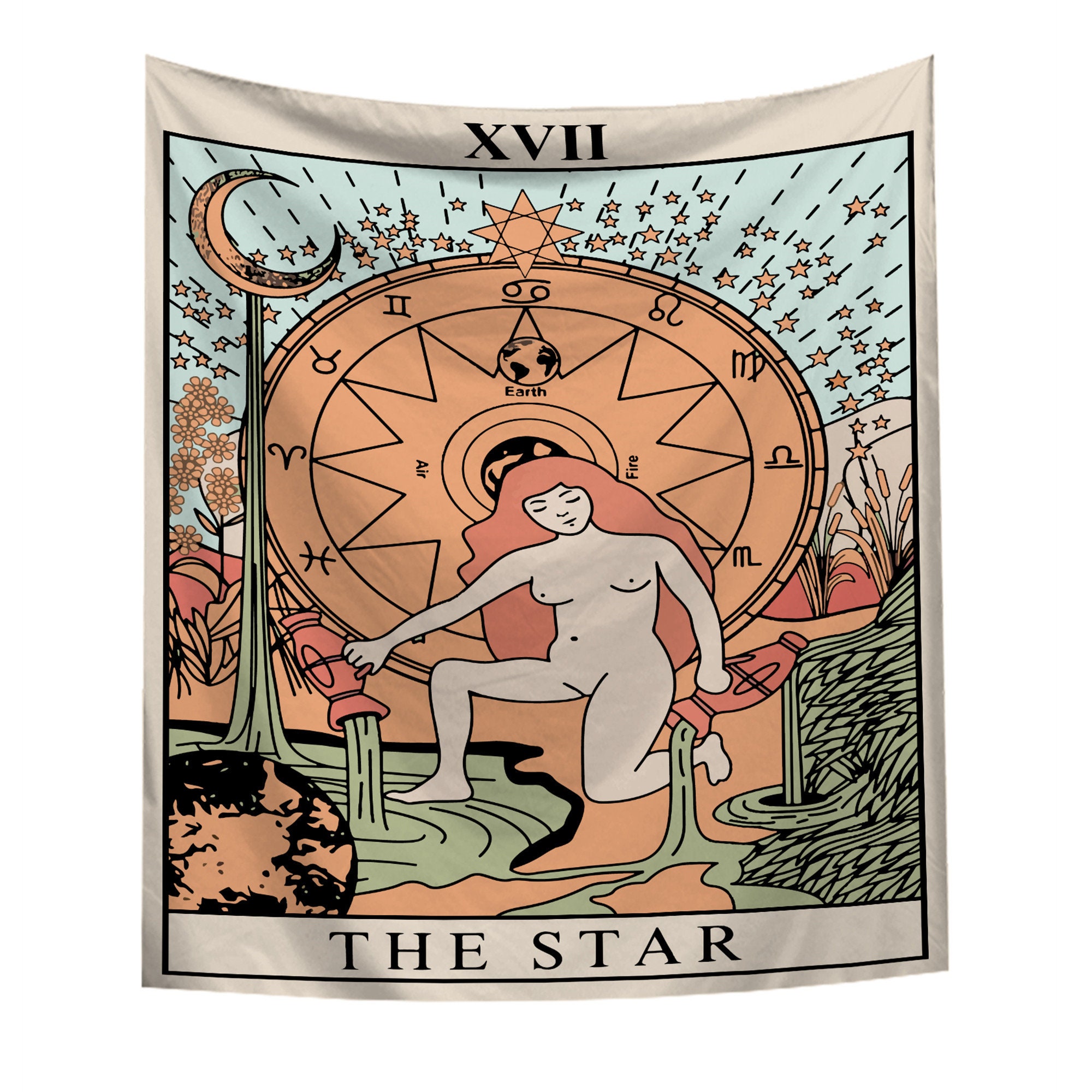Tarot Card Tapestry The Star Hanging Astrology Wall Decor Etsy