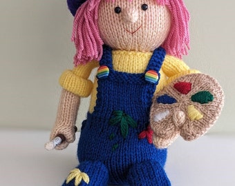 Knitting pattern. PDF digital download. Annie the artist shelf sitter. Pattern download. Knitted flat. ENGLISH ONLY.