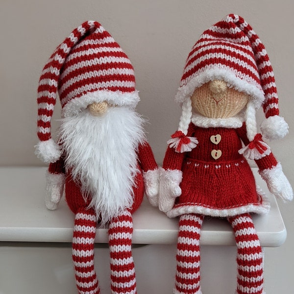 Knitting pattern. PDF digital download. Crimble gnomes, boy and girl shelf sitters .Pattern download.