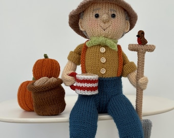 Knitting pattern. PDF digital download. Monty on the allotment shelf sitter. Knitted flat. Single point needles. ENGLISH ONLY.