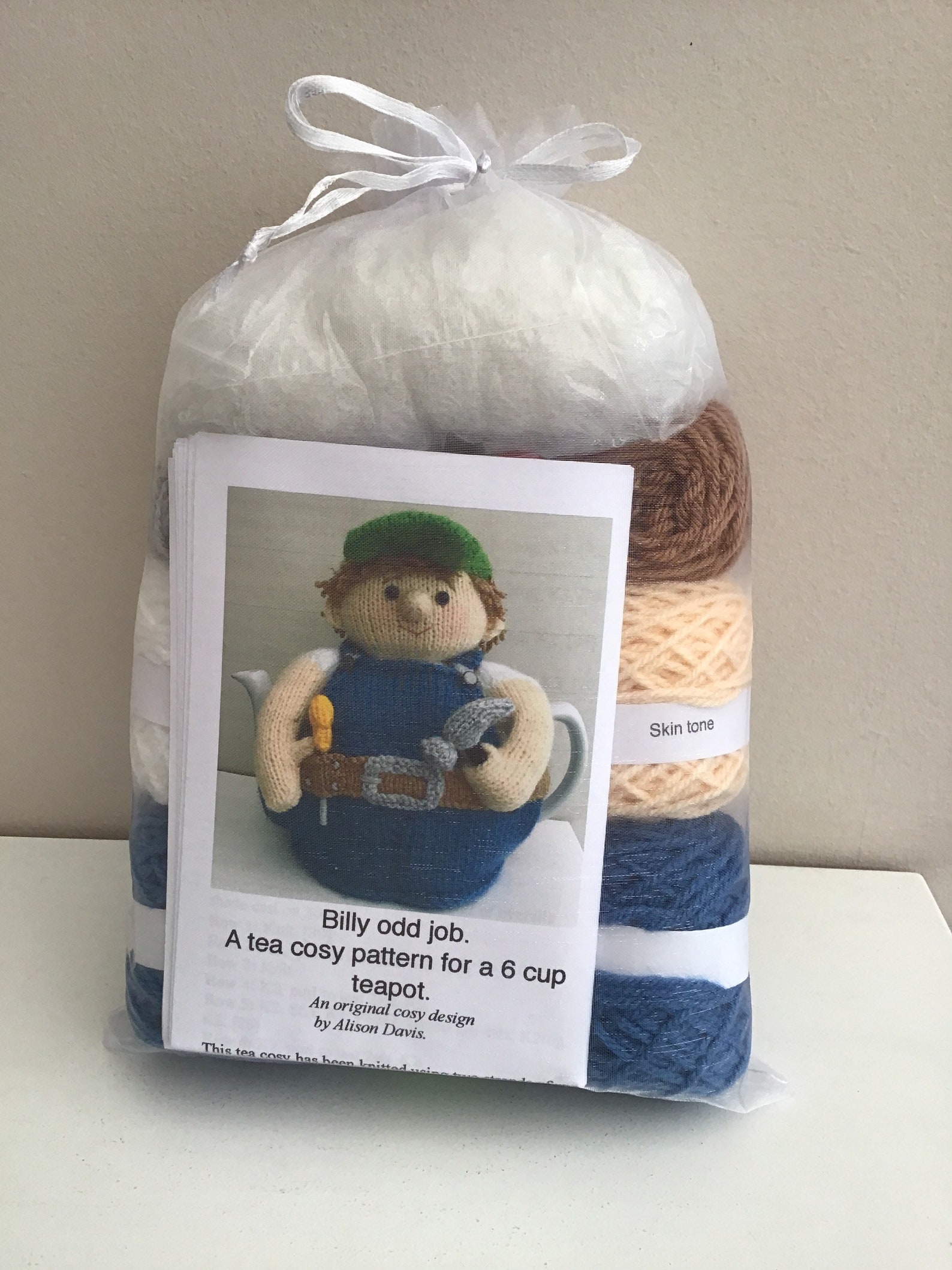 Knitting kit to make Billy odd job tea cosy to fit a 6 cup ...