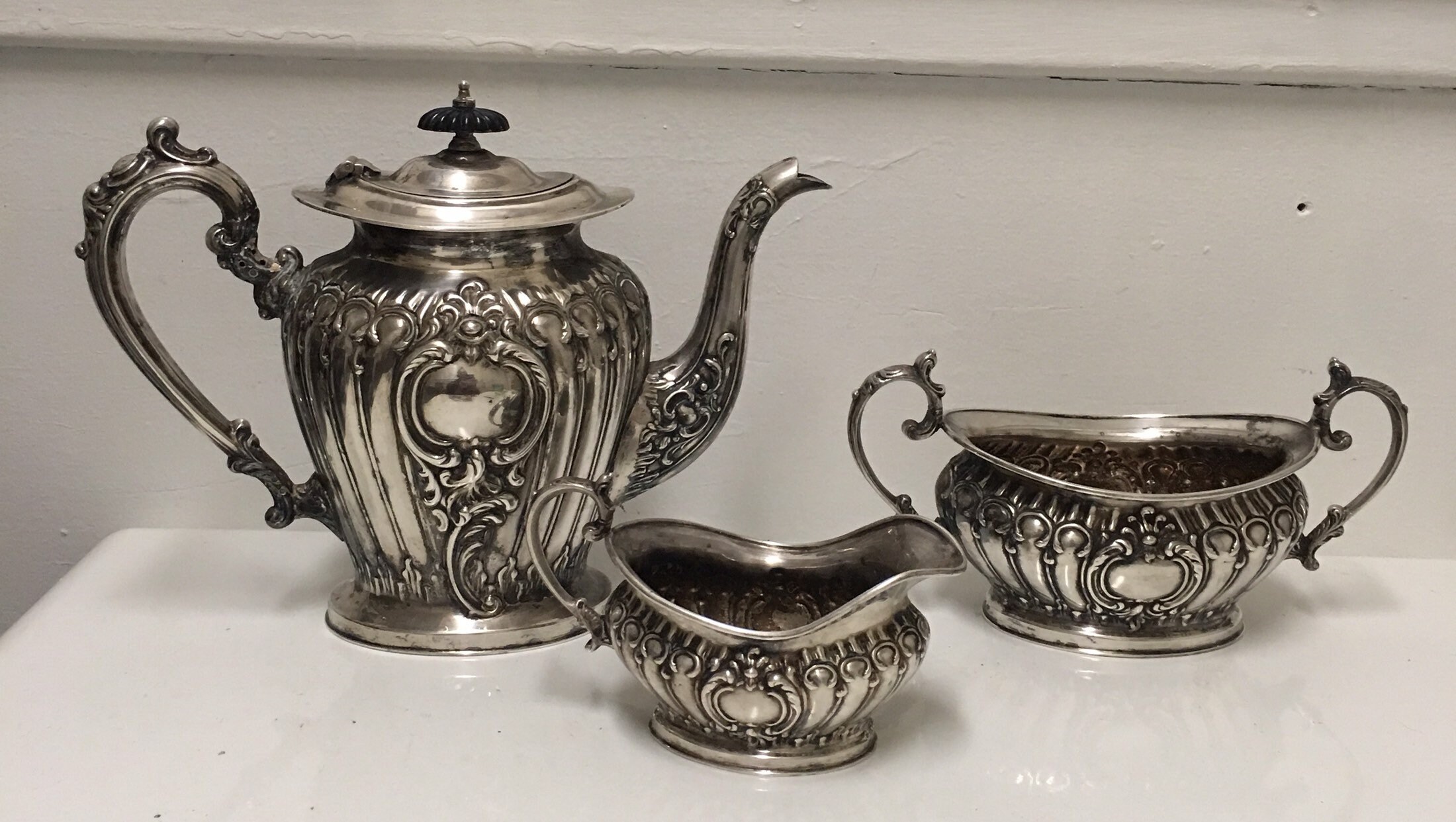 Antique EPNS A1 Teapot Open Sugar Bowl Creamer Sheffield Inglaterra