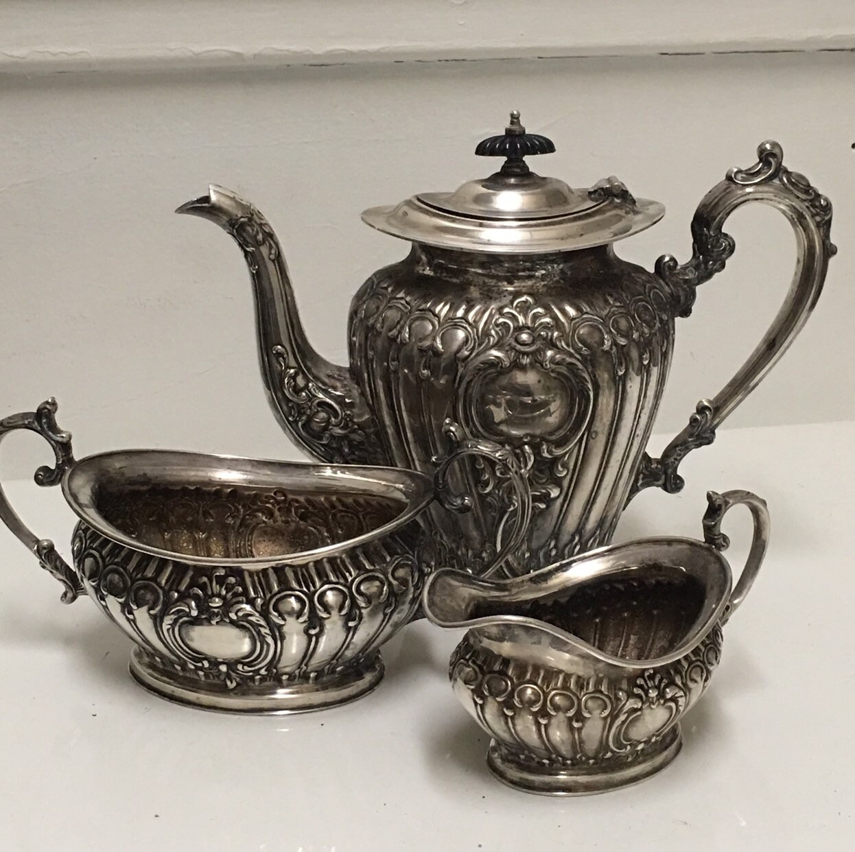 Antique EPNS A1 Teapot Open Sugar Bowl Creamer Sheffield Inglaterra