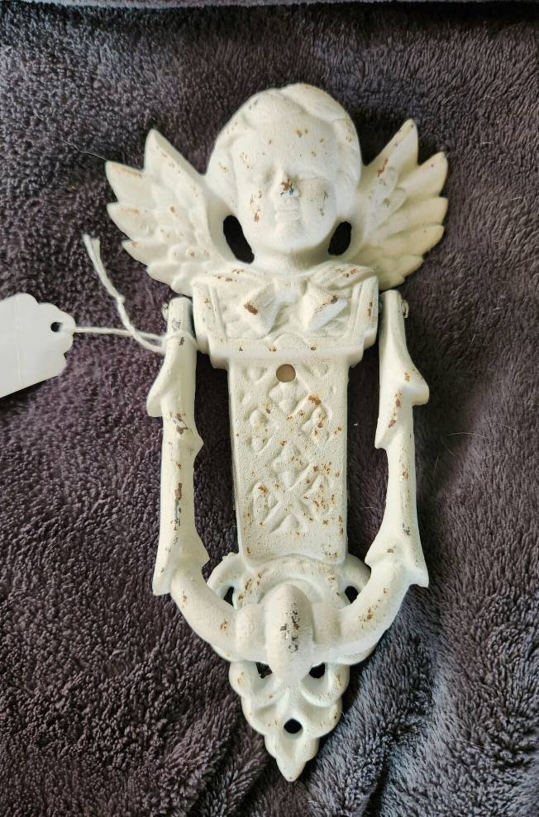 Mid Century Victorian Reproduction Cast Iron Cherub Angel Door Knocker