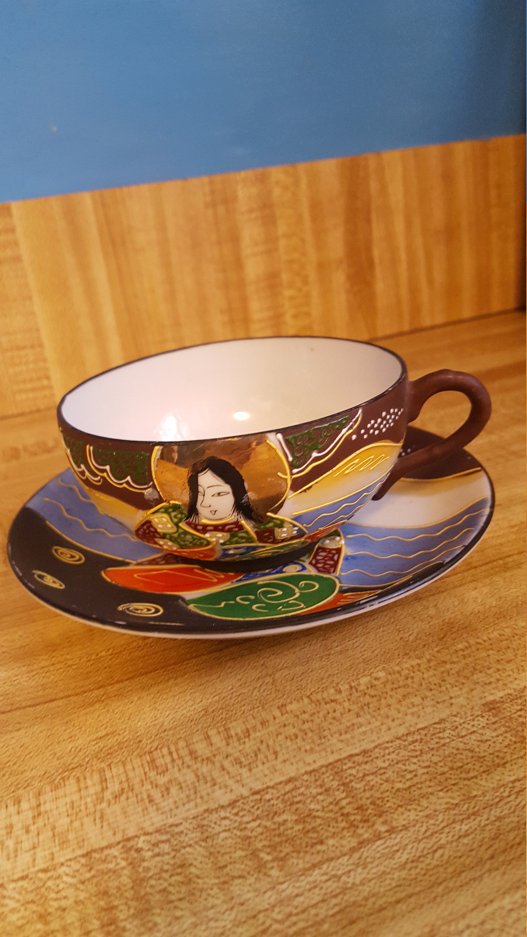 Vintage Japanese Satsuma Cup and Saucer Set Porcelain Tea and Etsy UK