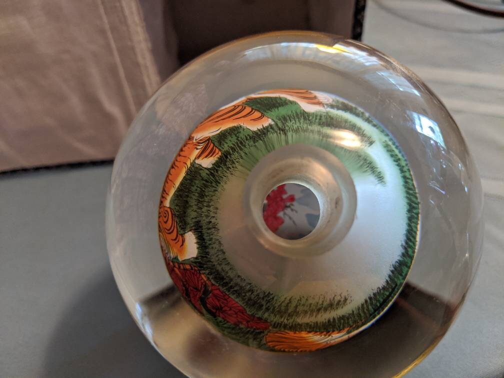 Vintage Reverse Painted Chinese glass ball Asian crystal Etsy