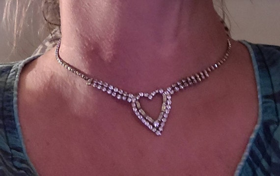 Vintage swarovski crystal heart choker necklace - image 5