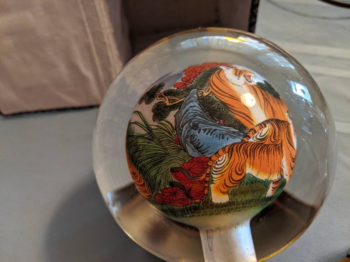 Vintage Reverse Painted Chinese glass ball Asian crystal Etsy
