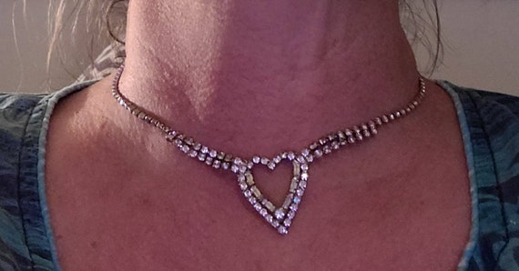 Vintage swarovski crystal heart choker necklace - image 2