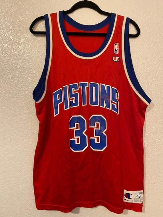 Champion, Shirts, Vintage Grant Hill Champion Jersey Detroit Pistons Size  44 Large Men Blue Red