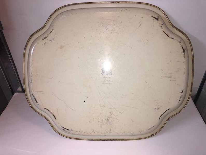 Vintage Baret Ware Tin Serving Tray 236 Leaves Modernest Art Deco Pattern