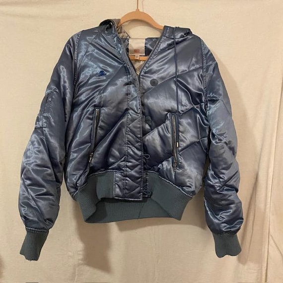 Vintage Y2K JLO Metallic Ice Blue Puffer Jacket Ho