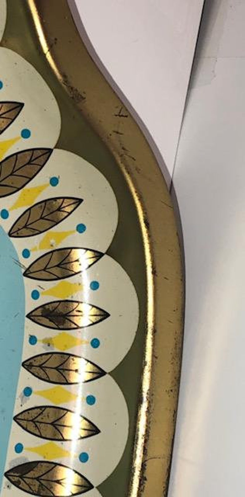 Vintage Baret Ware Tin Serving Tray 236 Leaves Modernest Art Deco Pattern