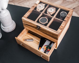 Wood Watch Box, Personalized Watch Display Case Storage for Men, Custom Watch Case, Watch Box,Watch Holder,Watch Collection,Modern Watch Box