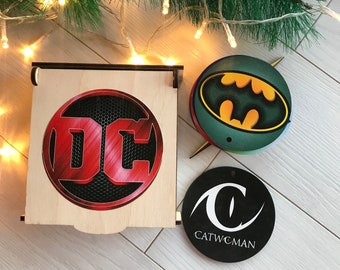 DC Comics Christmas Ornaments,Christmas decor,Black friday sale,Christmas tree box,Rustic snowflake,Wooden snowflake ornaments