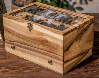 Custom jewelry box,Mens jewelry box,Watch case,Watch box,Wooden jewelry box,Large jewelry box,Watch storage box,Watch holder,Gift for him